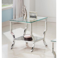 Coaster Furniture 720337 Square End Table with Mirrored Shelf Chrome